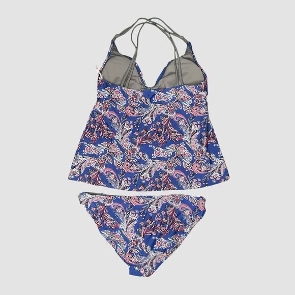 Converse One‎ Star Swimsuit Women’s Size XL Tankini / Bottom Blue / Gray paisley - Picture 2 of 11